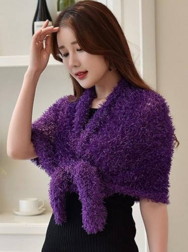 شال النساء السحري القابل للتمدد لون بنفسجي غامق