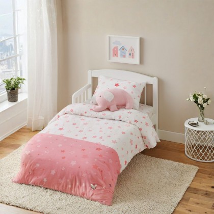 مفرش 4 قطع فيل زهري