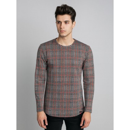 بلوزة كم طويل مخططة للرجال لون ملونة