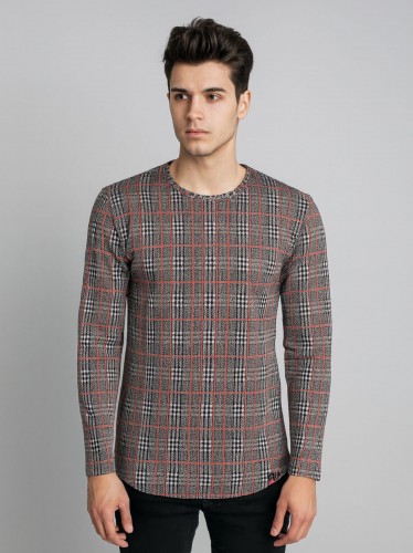 بلوزة كم طويل مخططة للرجال لون ملونة