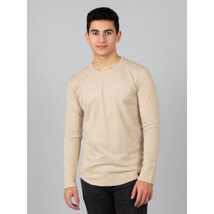 بلوزة كم طويل للرجال لون بيج
