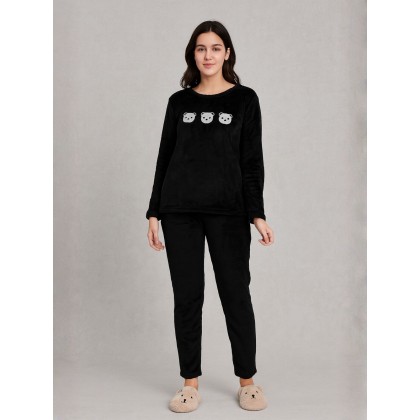 بيجامة فرو للصبايا لون أسود