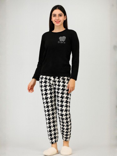 بيجامة فرو للصبايا لون أسود