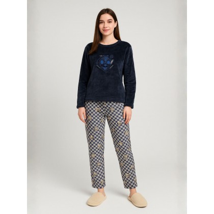 بيجامة فرو للصبايا لون أزرق بترولي