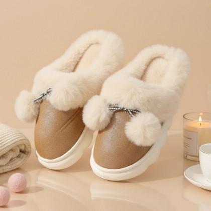 حفاية شتوية لون كموني بلمعة مع بيج