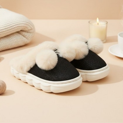 حفاية شتوية لون أسود بلمعة مع بيج