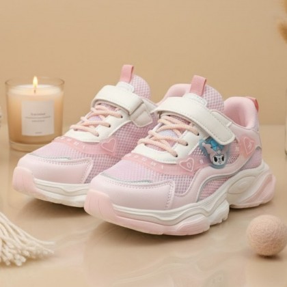 بوت رياضي بناتي للأطفال لون زهري وأبيض