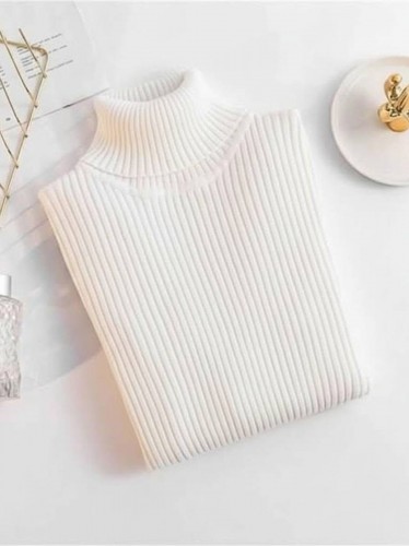 بلوزة جولف شتوية قبة عالية للنساء لون أبيض One Size