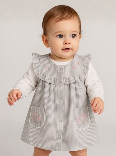 فستان بناتي لون رمادي