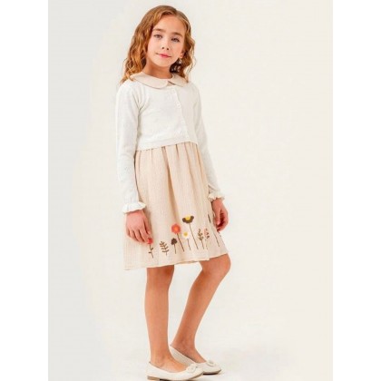 فستان بناتي لون بيج