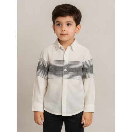 جاكيت ولادي بأزرار وأكمام طويلة للأطفال لون أبيض وأسود