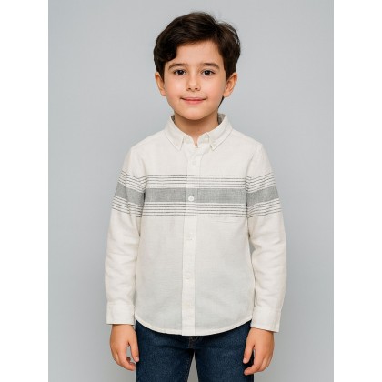 جاكيت ولادي بأزرار وأكمام طويلة للأطفال لون أبيض وأخضر