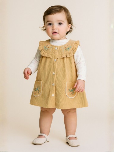 فستان بناتي لون رمادي