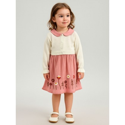 فستان بناتي لون زهري