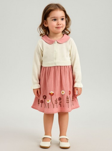 فستان بناتي لون زهري