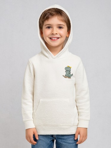 هودي ولادي بأكمام طويلة لون ابيض