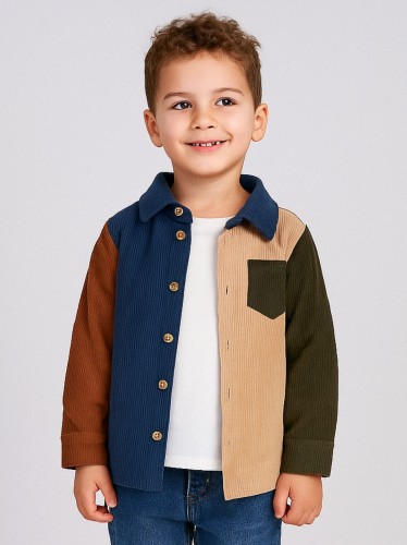 جاكيت ولادي بأزرار وأكمام طويلة بألوان متعددة