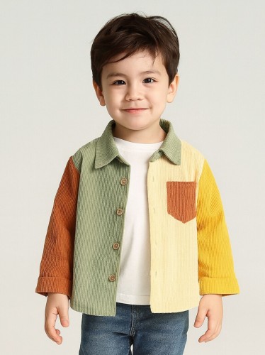 جاكيت ولادي بأزرار وأكمام طويلة بألوان متعددة
