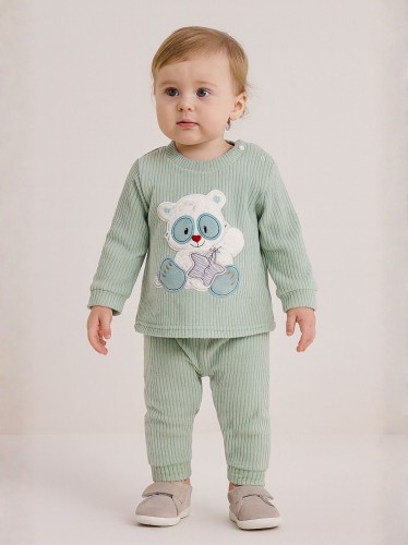 بيجامة ولادية قطعتين فوتر