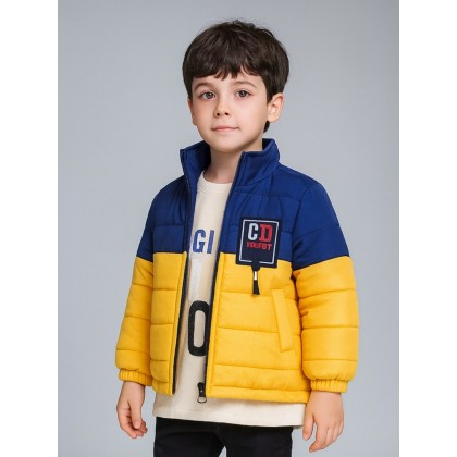 سترة شتوية مع طاقية للأطفال لون أصفر