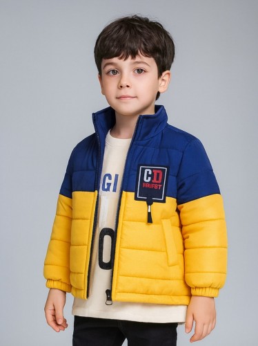 سترة شتوية مع طاقية للأطفال لون أصفر