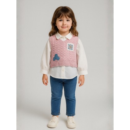 طقم بناتي جاكيت وبنطلون لون زهري