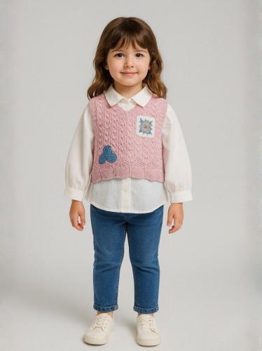 طقم بناتي جاكيت وبنطلون لون زهري