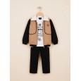طقم ولادي جاكيت وبنطلون لون عسلي