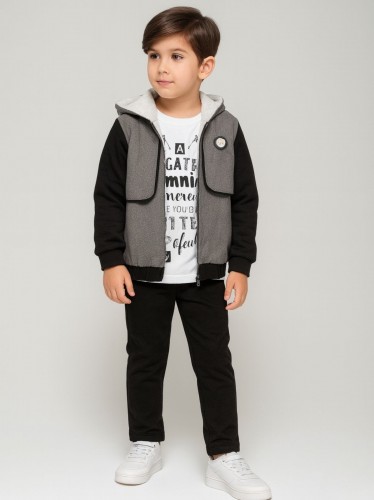 طقم ولادي جاكيت وبنطلون لون سكني