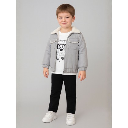 طقم ولادي جاكيت وبنطلون لون سكني