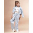 طقم قميص بناتي +بنطلون مخطط لون أزرق