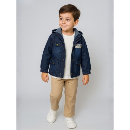 طقم ولادي جايت جينز وبنطلون لون ازرق وبيج