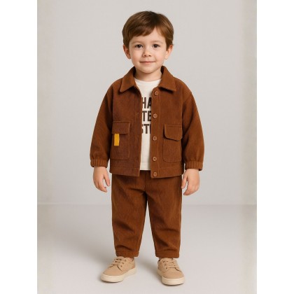 طقم قطعتين للأطفال لون بني