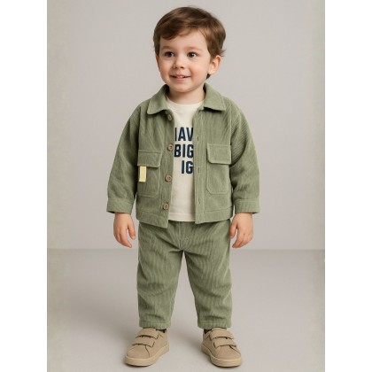 طقم قطعتين للأطفال لون أخضر