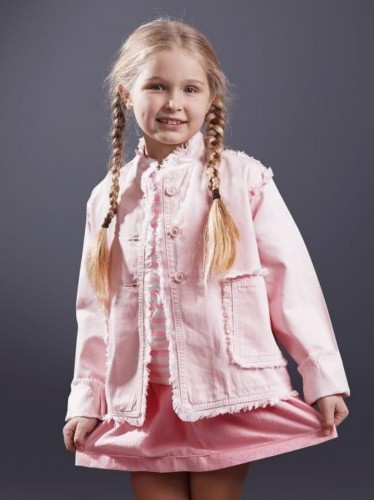 جاكيت بناتي بأكمام طويلة لون زهري