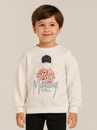 بلوزة ولادي بأكمام طويلة لون أبيض