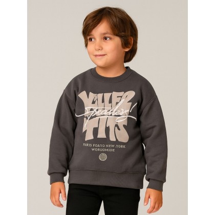 بلوزة ولادي بأكمام طويلة لون سكني 