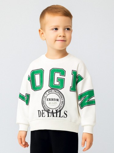 بلوزة ولادي بأكمام طويلة لون أبيض