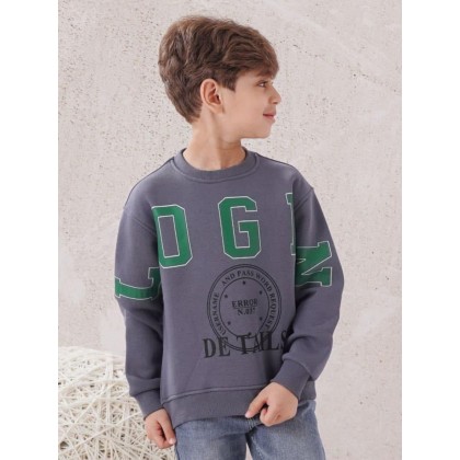 بلوزة ولادي بأكمام طويلة لون سكني