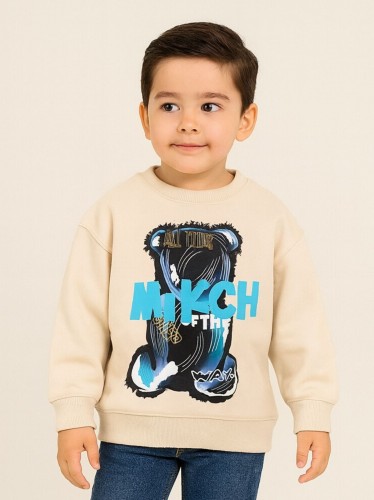 بلوزة ولادي بأكمام طويلة لون بيج