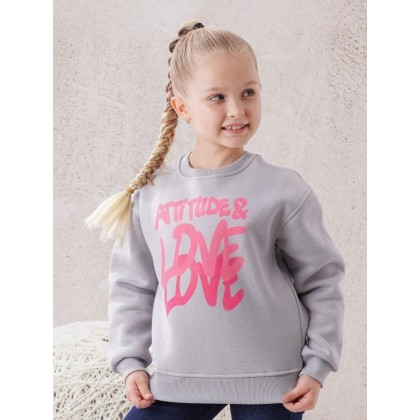 بلوزة بناتي بأكمام طويلة لون رمادي