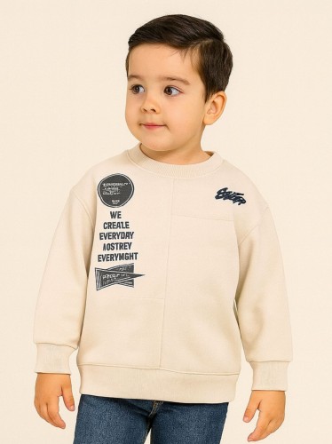 بلوزة ولادي بأكمام طويلة لون بيج