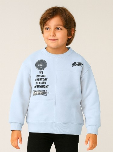 بلوزة ولادي بأكمام طويلة لون أزرق فاتح