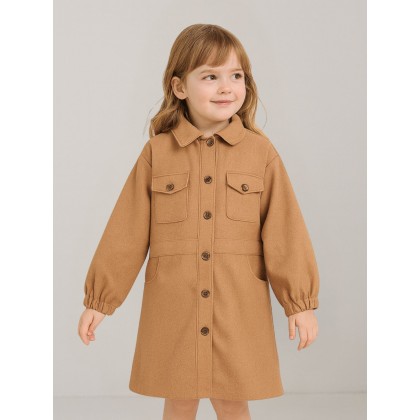 فستان بناتي لون عسلي