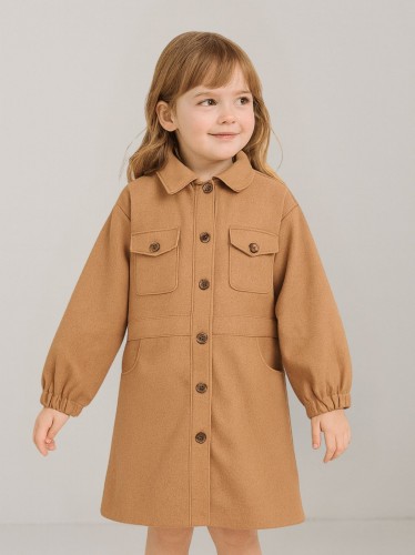 فستان بناتي لون عسلي