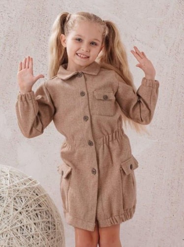 فستان بناتي لون عسلي