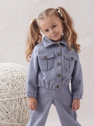 طقم بناتي قطعتين لون أزرق