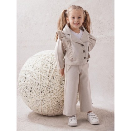 طقم بناتي قطعتين لون بيج