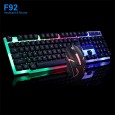 كيبورد وماوس VIPBEN F92 ضوئي سلكي للألعاب بألوان قوس قزح بإضاءة خلفية