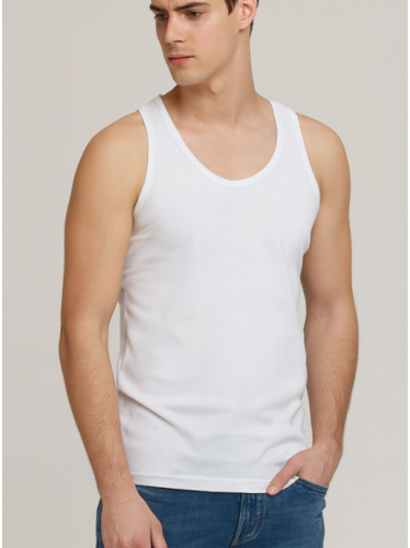 شباح رياضي قطني من داماس للرجال لون أبيض